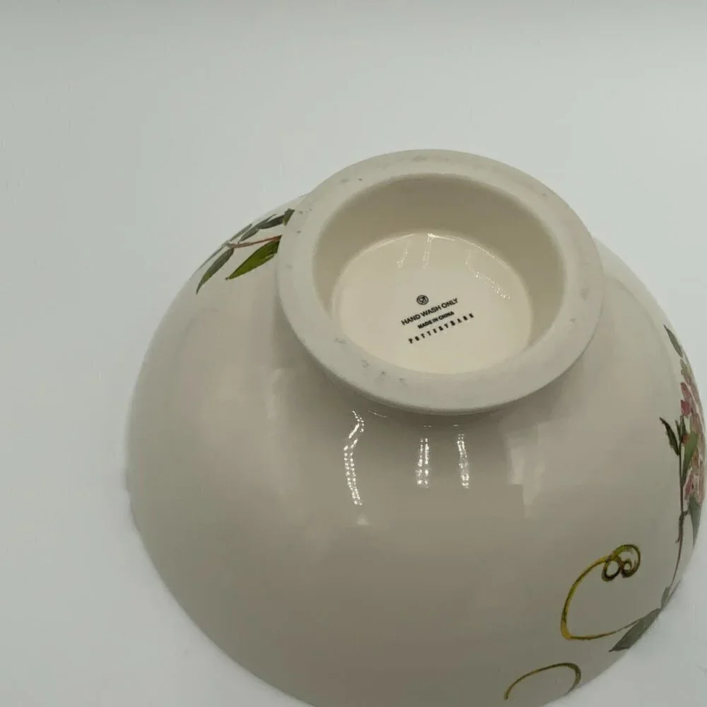 NEW Pottery Barn Large (11” diameter) Footed Serving Bowl Stoneware Floral